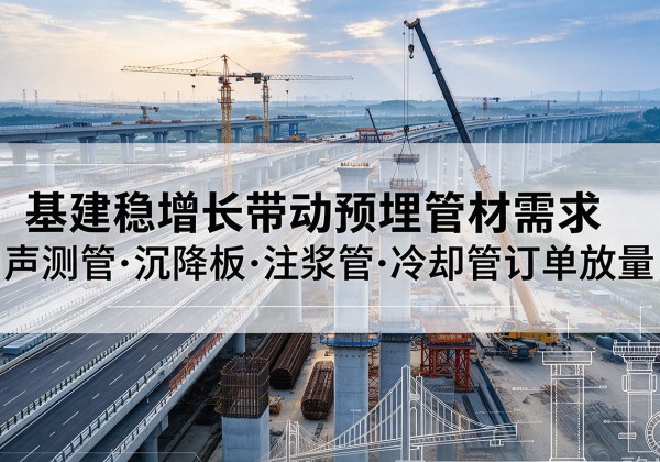 波密基建稳增长带动预埋监测管材需求，声测管、沉降板、注浆管订单持续放量